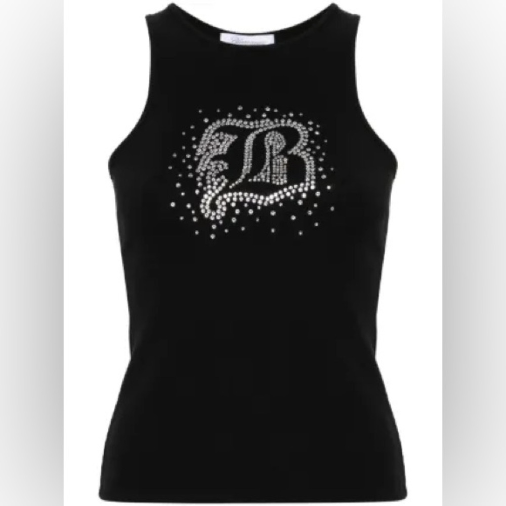 NWT Blumarine Crystal-Embellished Fine-Ribbed Top | Size: XS